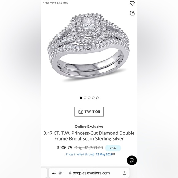 Peoples Jewellers Princess Diamond Double
Frame Set in Sterling Silver - Picture 10 of 11